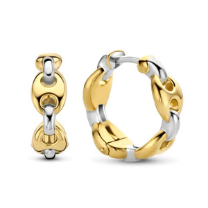 Ti Sento Coffee Bean Gold and Sterling Silver Milano Hoop Earrings