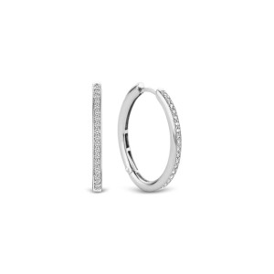 Ti Sento Classic Pave Sterling Silver Milano Hoop Earrings Ti Sento Classic Pave Sterling Silver Milano Hoop Earrings