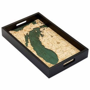 Nautical Wood Maps Lake Michigan Serving Tray Nautical Wood Maps Lake Michigan Serving Tray