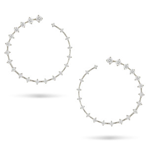 Doves by Doron Paloma Sequence of Diamonds White Gold Hoop Earrings Doves by Doron Paloma Sequence of Diamonds White Gold Hoop Earrings