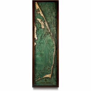 Nautical Wood Maps Outer Banks - Dark Frame