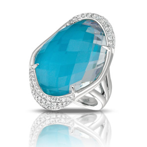 Doves by Doron Paloma Large Asymmetrical Turquoise and Diamond Ring Doves by Doron Paloma Large Asymmetrical Turquoise and Diamond Ring