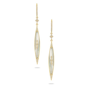 Doves by Doron Paloma White Orchid White Mother of Pearl Yellow Gold Dangle Earrings Doves by Doron Paloma White Orchid White Mother of Pearl Yellow Gold Dangle Earrings