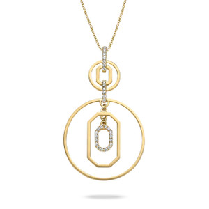 Doves by Doron Paloma Fibonacci Deco Diamond Medallion Yellow Gold Pendant Doves by Doron Paloma Fibonacci Deco Diamond Medallion Yellow Gold Pendant