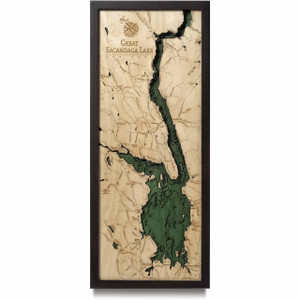 Nautical Wood Maps Great Sacandaga Lake - Dark Frame