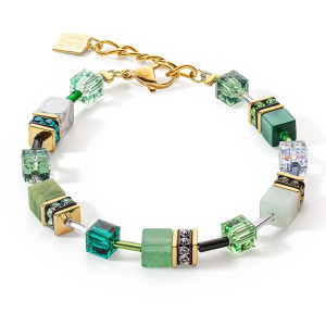 Coeur de Lion Geo Cube Bracelet - Green Natural Stones 