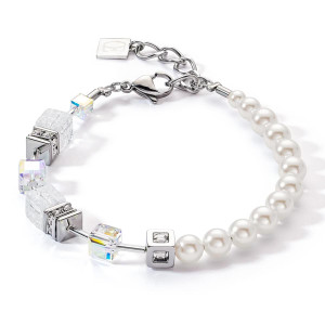Coeur de Lion GeoCube Precious Fusion Pearls Bracelets - White