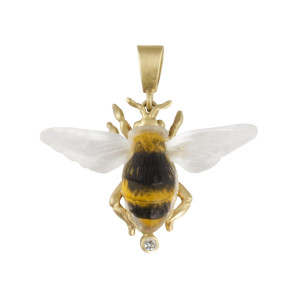 Matt Bezak Honeybee Glass Pendant 14KT Yellow Gold