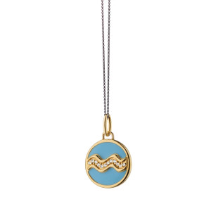 Monica Rich Kosann Mini Aquarius Enamel Vermeil Charm with Sapphires Monica Rich Kosann Mini Aquarius Enamel Vermeil Charm with Sapphires