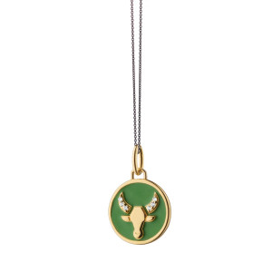 Monica Rich Kosann Mini Taurus Enamel Vermeil Charm with Sapphires Monica Rich Kosann Mini Taurus Enamel Vermeil Charm with Sapphires
