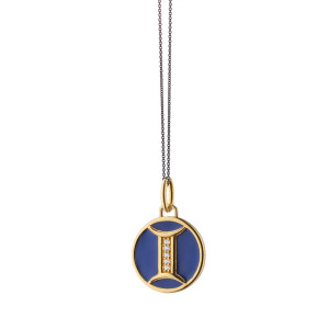 Monica Rich Kosann Mini Gemini Enamel Vermeil Charm with Sapphires Monica Rich Kosann Mini Gemini Enamel Vermeil Charm with Sapphires