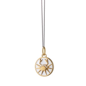 Monica Rich Kosann Mini Cancer Enamel Vermeil Charm with Sapphires Monica Rich Kosann Mini Cancer Enamel Vermeil Charm with Sapphires