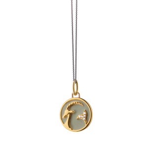 Monica Rich Kosann Mini Capricorn Enamel Vermeil Charm with Sapphires Monica Rich Kosann Mini Capricorn Enamel Vermeil Charm with Sapphires