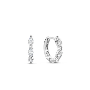 Ti Sento Milano 3 Pear Shaped Stones Mini Hoop Earrings