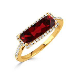 Doves by Doron Paloma Red Garnet and Diamond Gold Ring