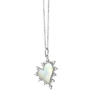 Monica Rich Kosann Mother of Pearl Heart Necklace with White Sapphires Monica Rich Kosann Mother of Pearl Heart Necklace with White Sapphires