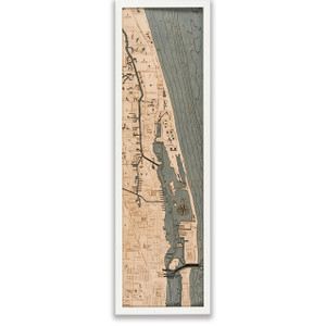 Nautical Wood Maps Juno Beach - White Frame 
