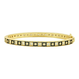 Freida Rothman Windows of the City Hinge Bangle - Black & Gold