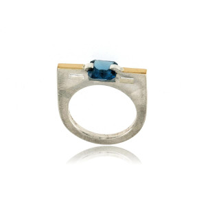 Mysterium Collection London Blue Mosaic Matte Finish Ring