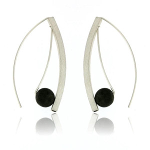 Mysterium Collection Sterling Silver and Oxidized Matte Ball Earrings