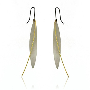 Mysterium Collection Silver Matte Leaf with Gold Accent Earrings