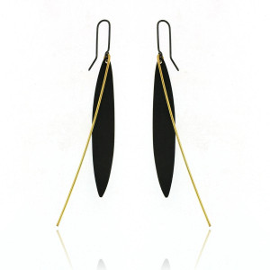 Mysterium Collection Black Matte Leaf with Gold Accent Earrings