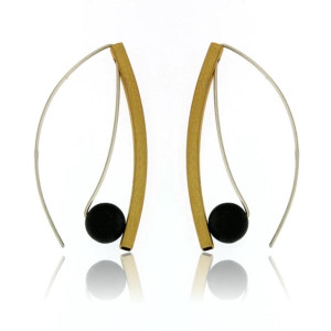 Mysterium Collection Silver and Gold Matte Black Ball Earrings  Mysterium Collection Silver and Gold Matte Black Ball Earrings