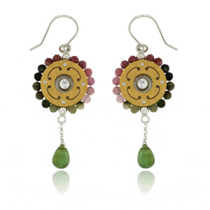 Mysterium Collection Tourmaline Circle Earrings with Tourmaline Briolette Drop  Mysterium Collection Tourmaline Circle Earrings with Tourmaline Briolette Drop