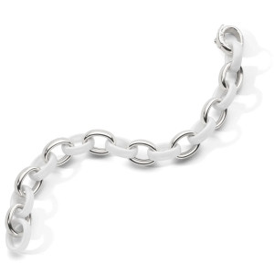 Marilyn White Ceramic Link Bracelet in 18K Yellow Gold by Monica
