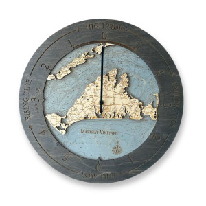 Nautical Wood Maps Martha's Vineyard Tide Clock  Nautical Wood Maps Martha's Vineyard Tide Clock