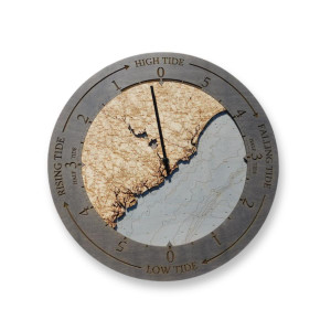 Nautical Wood Maps South Carolina Coast Tide Clock  Nautical Wood Maps South Carolina Coast Tide Clock