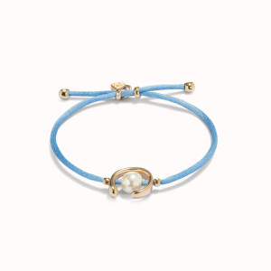 UNOde50 Ser Diferente Blue Thread Bracelet with Gold Shell Pearl Accessory UNOde50 Ser Diferente Blue Thread Bracelet with Gold Shell Pearl Accessory