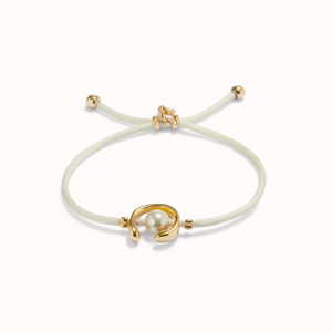 UNOde50 Ser Diferente Crema Thread Bracelet with Gold Shell Pearl Accessory UNOde50 Ser Diferente Crema Thread Bracelet with Gold Shell Pearl Accessory