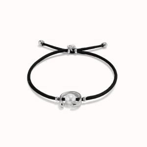 UNOde50 Ser Diferente Black Thread Bracelet with Silver Shell Pearl Accessory UNOde50 Ser Diferente Black Thread Bracelet with Silver Shell Pearl Accessory