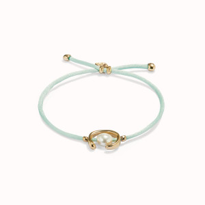 UNOde50 Ser Diferente Verde Agua Thread Bracelet with Gold Shell Pearl Accessory UNOde50 Ser Diferente Verde Agua Thread Bracelet with Gold Shell Pearl Accessory