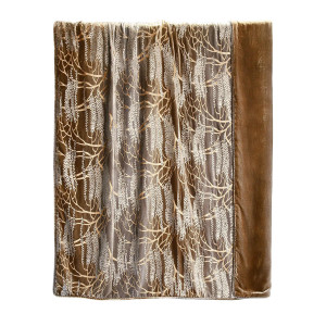 Kevin O'Brien Studio Throw Blanket with Velvet Back & Cording - Willow, Copper Ivy Kevin O'Brien Studio Throw Blanket with Velvet Back & Cording - Willow, Copper Ivy