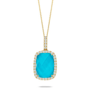 Doves by Doron Paloma Turquoise and Diamond Rectangular Pendant Doves by Doron Paloma Turquoise and Diamond Rectangular Pendant