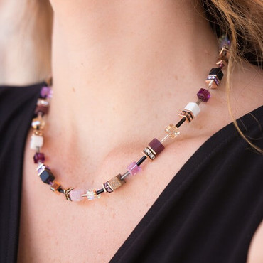 Coeur De Lion GeoCUBE Pink Aventurine Adjustable Necklace 5074100235 | W  Hamond Fine Jewellery