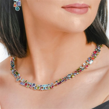 Multicolor Rainbow Sapphire Beaded Necklace – Meira T Boutique