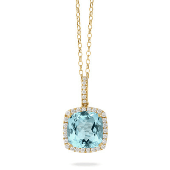 Doves by Doron Paloma Square Sky Blue Topaz and Diamond Lucente Pendant