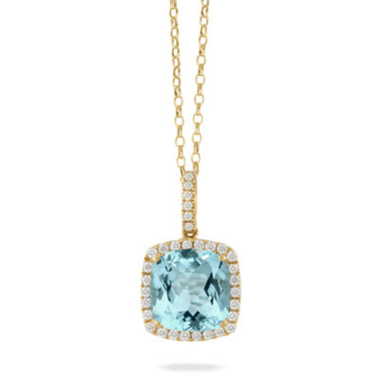 Doves by Doron Paloma Square Sky Blue Topaz and Diamond Lucente Pendant 