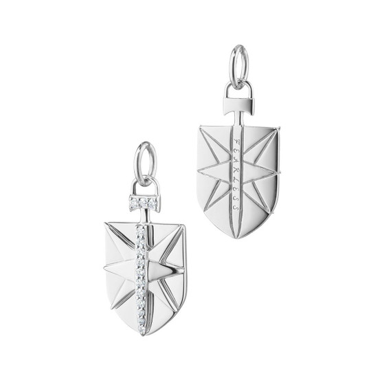 Monica Rich Kosann Mini Fearless Shield Charm with White Sapphire Monica Rich Kosann Mini Fearless Shield Charm with White Sapphire