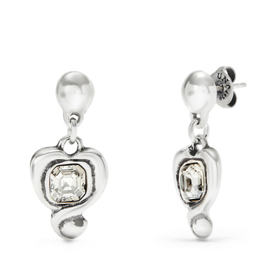 UNOde50 Ser Expresiva Drop Heart Earrings - Diamond Crystal
