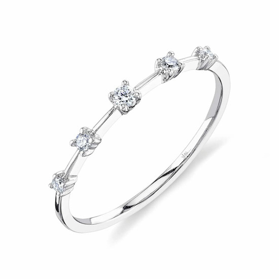 Shy Creation White Gold Band with Diamonds