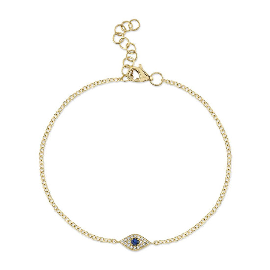 Shy Creation Sapphire & Diamond Gold Evil Eye Bracelet