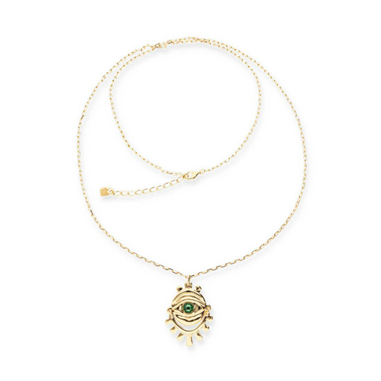 UNOde50 Ser Intuitiva Green Eye Pendant Necklace In Gold