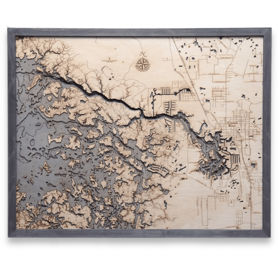 Nautical Wood Maps Crystal River Grey Frame