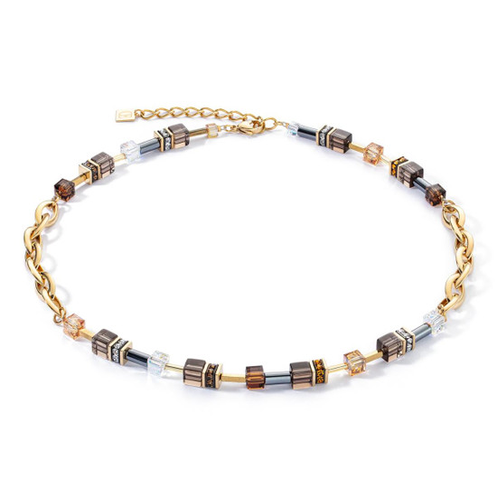 Coeur de Lion GeoCUBE Chunky Chain Necklace - Gold-Brown 