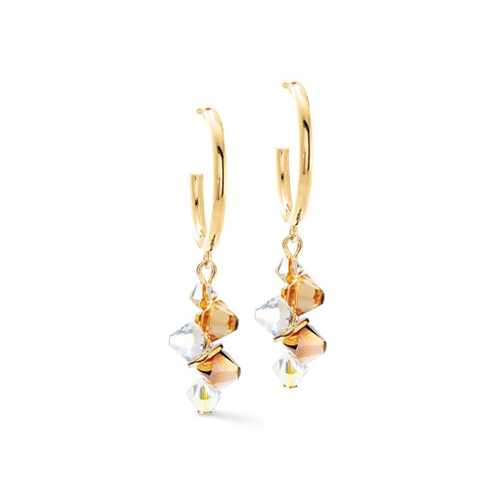 Coeur de Lion Dancing Crystals Earrings - Gold-Beige 