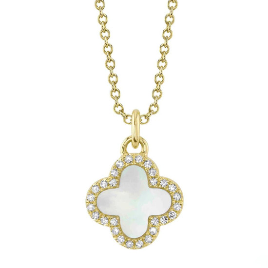 Shy Creation Mother of Pearl Clover Pendant Necklace 